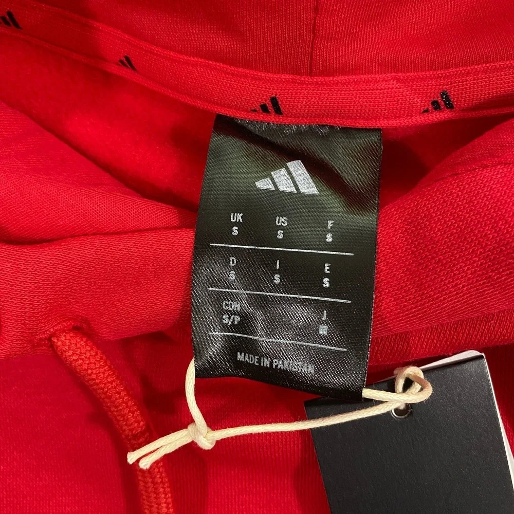 Adidas Trefoil Big Logo Sweatshirt Hoodie Adult Small Red Black  Fleece Pullover